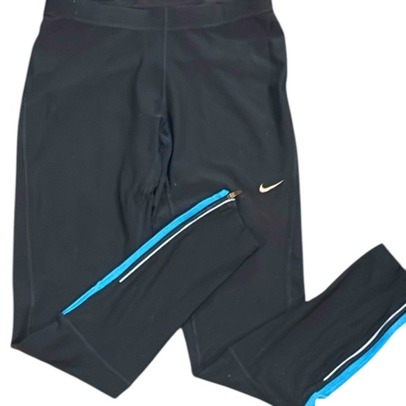 Nike Dri Fit Running Cropped Legging Navy/Blue Size Large - Picture 1 of 15